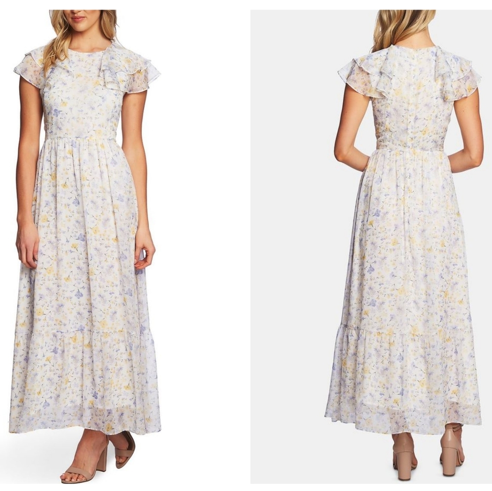 CeCe Provence Floral Ruffle Hem Maxi Dress | Nordstrom